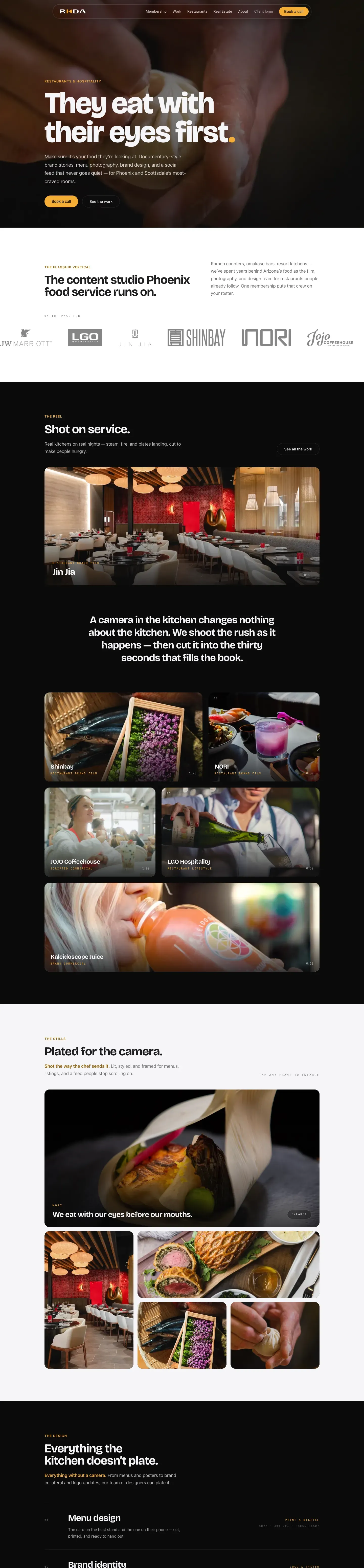 rkdamedia.com restaurants page on desktop — website designed and built by RKDA